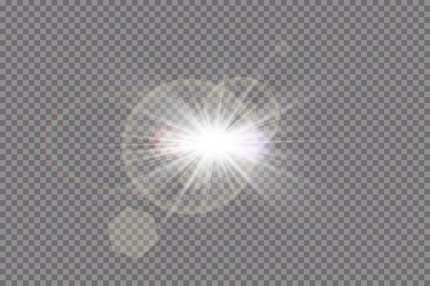  transparent sunlight special lens flare light effect. Sun flash with rays and spotlight.