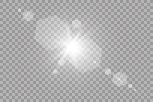  transparent sunlight special lens flare light effect. Sun flash with rays and spotlight. 