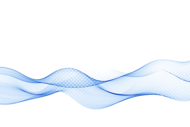 Transparent vector blue smooth wave Abstract flow of wavy blue lines