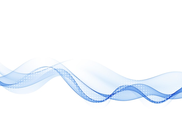 Transparent vector blue smooth wave Abstract flow of wavy blue lines