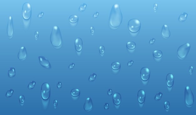 Transparent water drops blue vector background