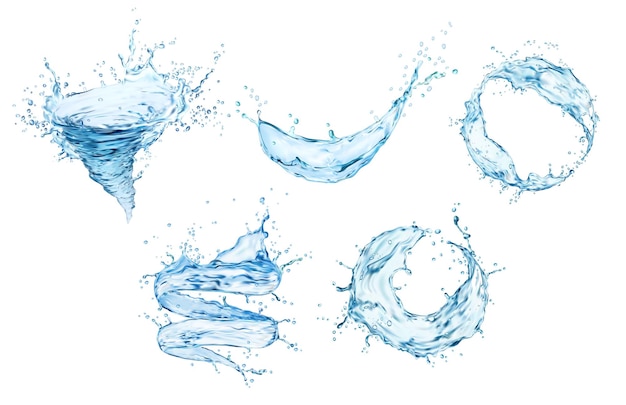 Vector transparent water tornado whirlwind swirl splash