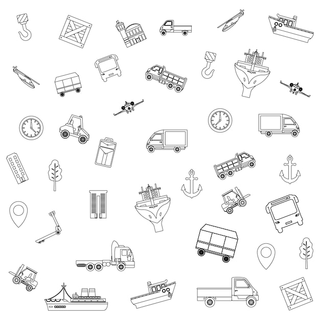 Transport and logistics background icons pattern 