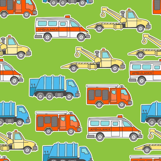 Transportation doodle seamless pattern