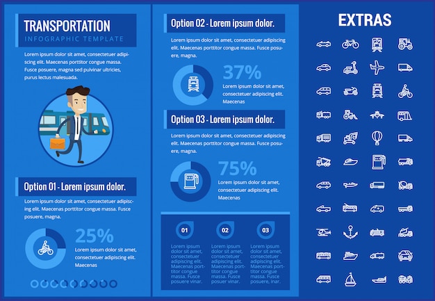 Transportation infographic template and elements.