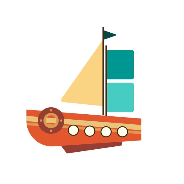 Transportation sticker collection Brown boat icon