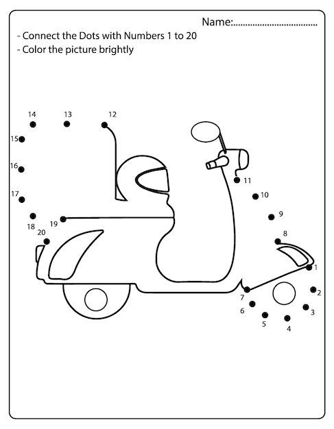 Transportation vehicle coloring and dot to dot educational game for kids