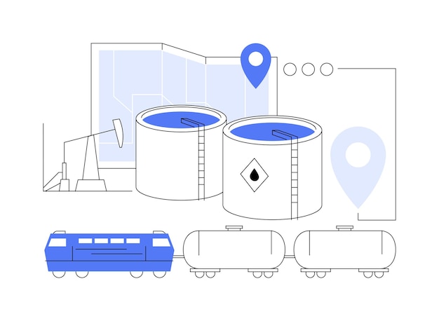 Transporting oil by rail abstract concept vector illustration