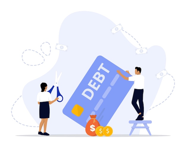 Trap of credit card debt concept illustration