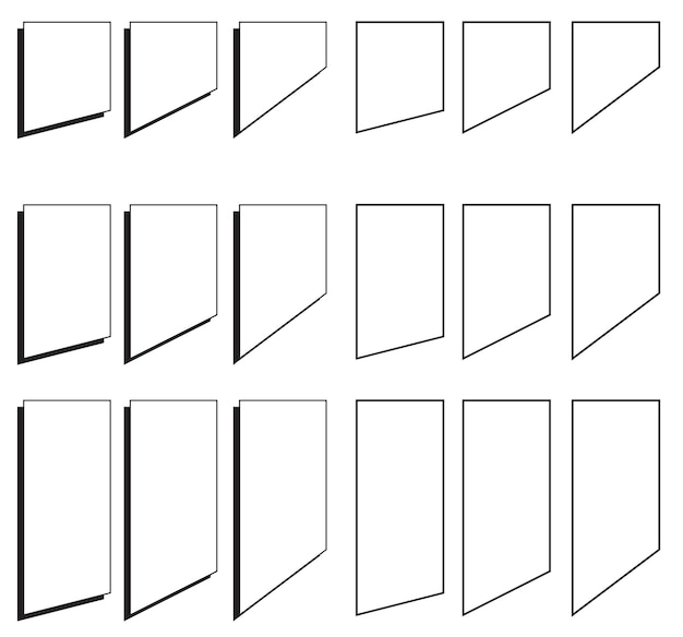 Trapezoid or trapezium shape with shadow and outline