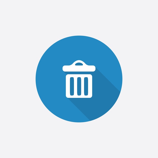 Trash bin Flat Blue Simple Icon with long shadowxA