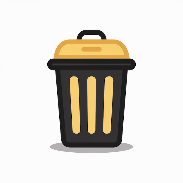 Vector a trash bin with a yellow lid and a black body