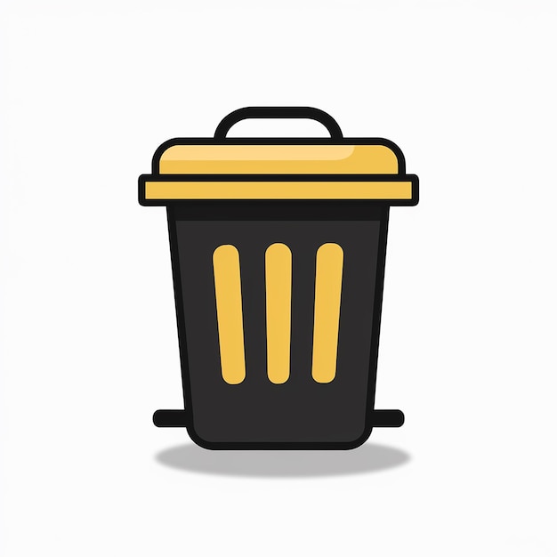 Vector a trash bin with a yellow lid and a black body