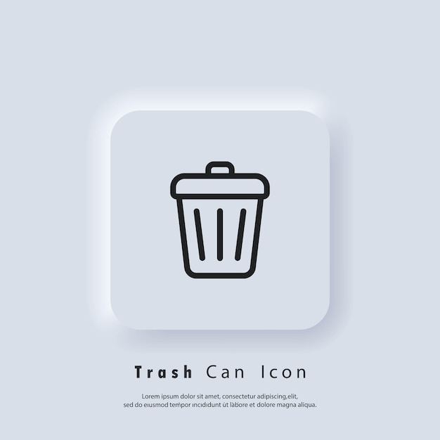 Trash can icon. Delete button. Rubbish basket. Vector EPS 10. UI icon. Neumorphic UI UX white user interface web button. Neumorphism