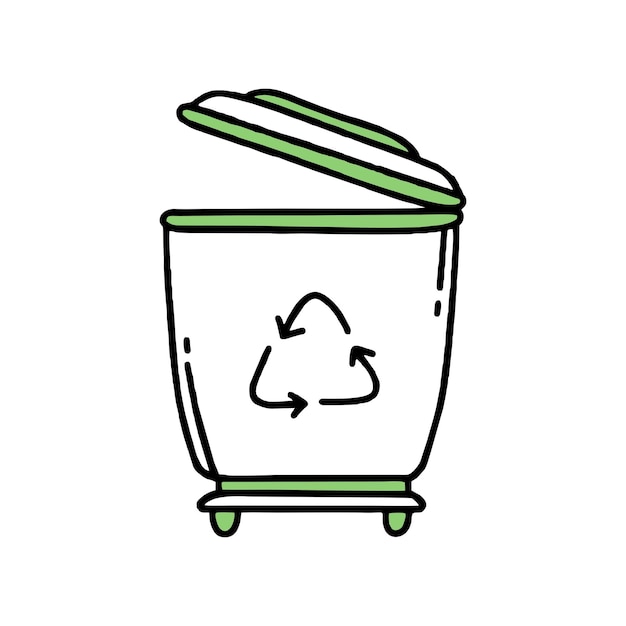 Trash can Recycling Separation of garbage Co2 concept of climate change Vector doodle