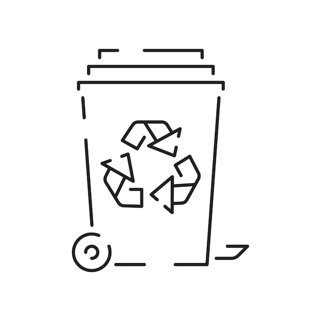 Trash line icon vector Recycle material illustration sign Green symbol Rubbish garbage