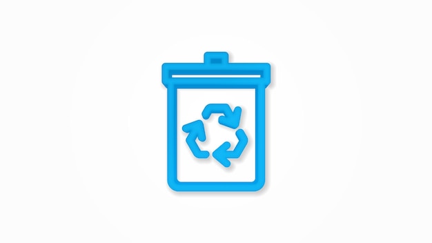 Trash recycling 3d line flat color icon Realistic vector illustration Pictogram isolated Top view