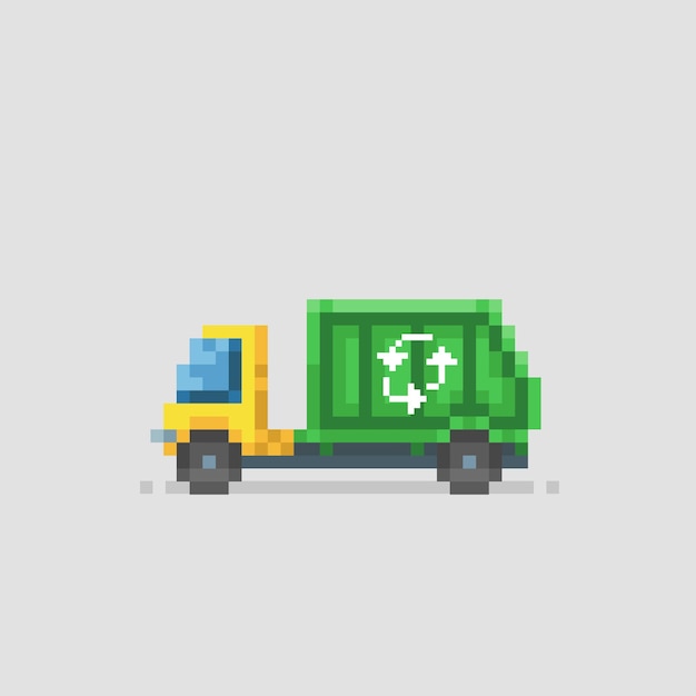 trash truck in pixel art style