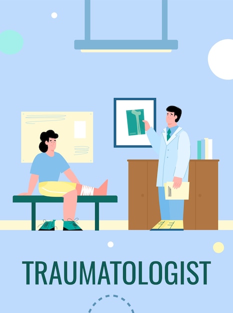 Traumatology medicine banner with doctor traumatologist