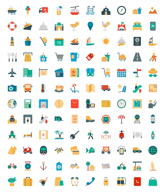 Trave Solid Colored Icons