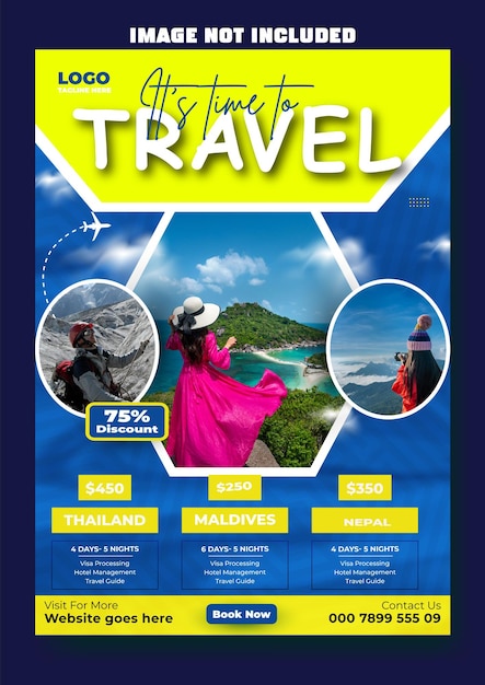 Travel ads promotional flyer template design