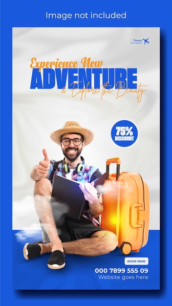 Vector travel ads promotional instagram story template design