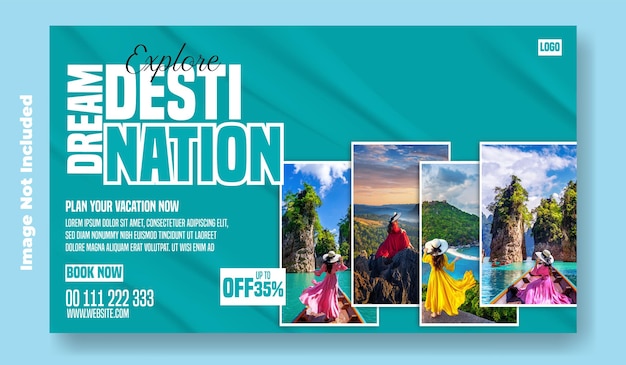 Travel ads promotional web banner template design