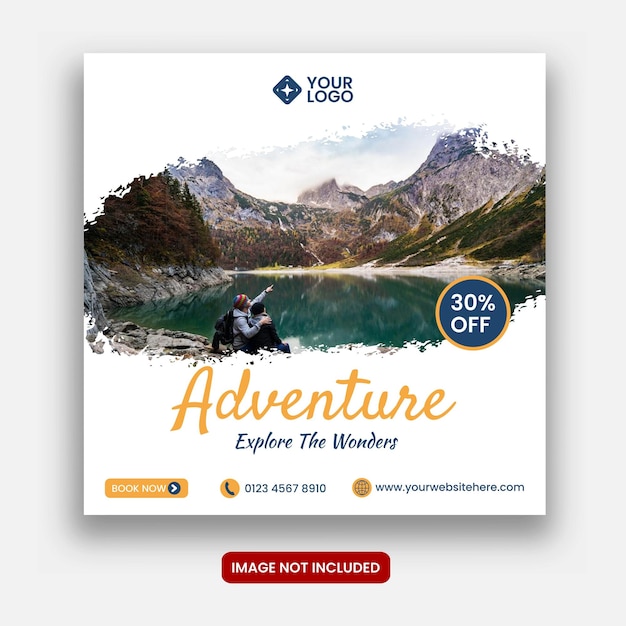 Travel adventure square social media post template