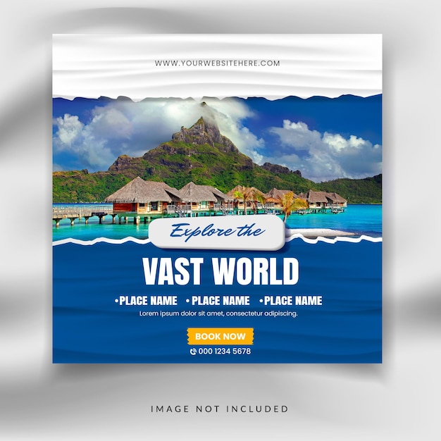 Travel adventure and vacation social media post template