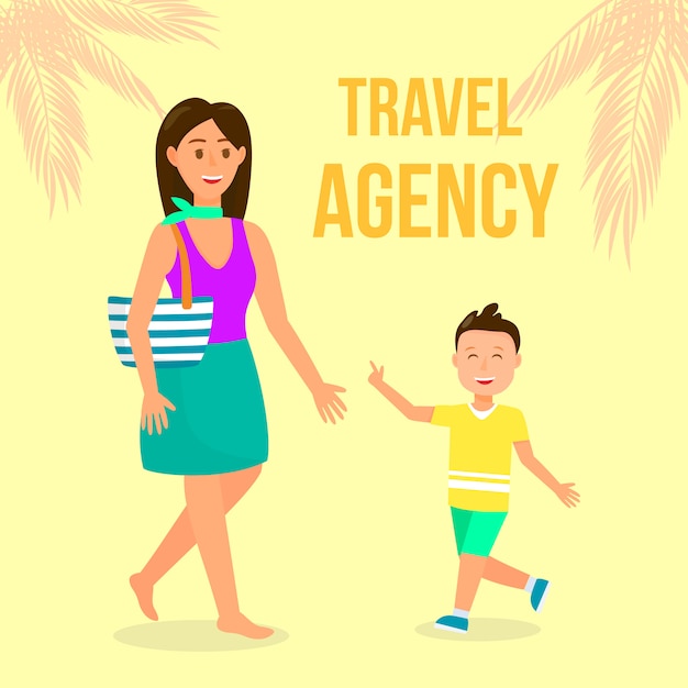 Travel Agency Color Flat Poster with Lettering.