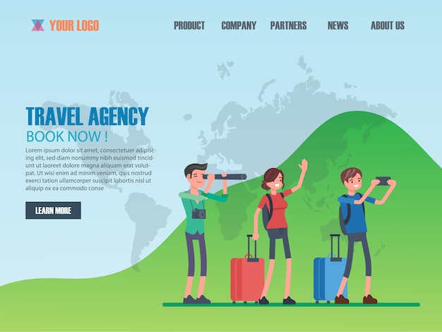 travel agency flat design web page templates