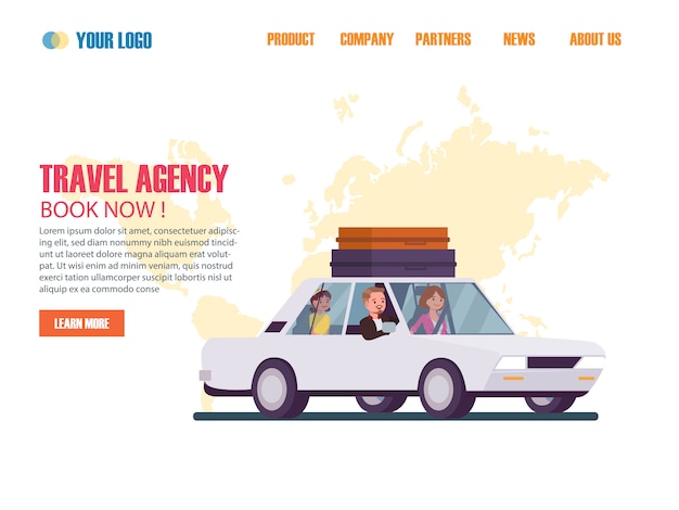 travel agency flat design web page templates