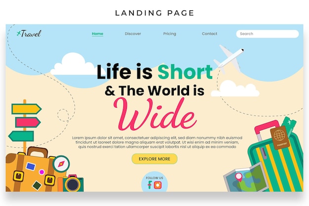 Vector travel agency landing page template