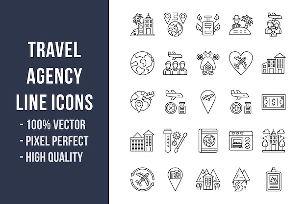 Travel Agency Line Icons