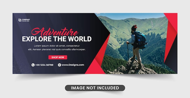 Travel agency promotion social media banner Tour service template Travel agency advertising banner Tour and travel social media banner Hiking and touring agency promotion