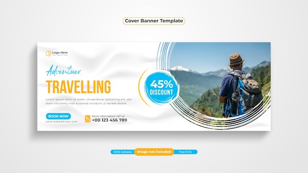 Travel agency social media Facebook cover template design