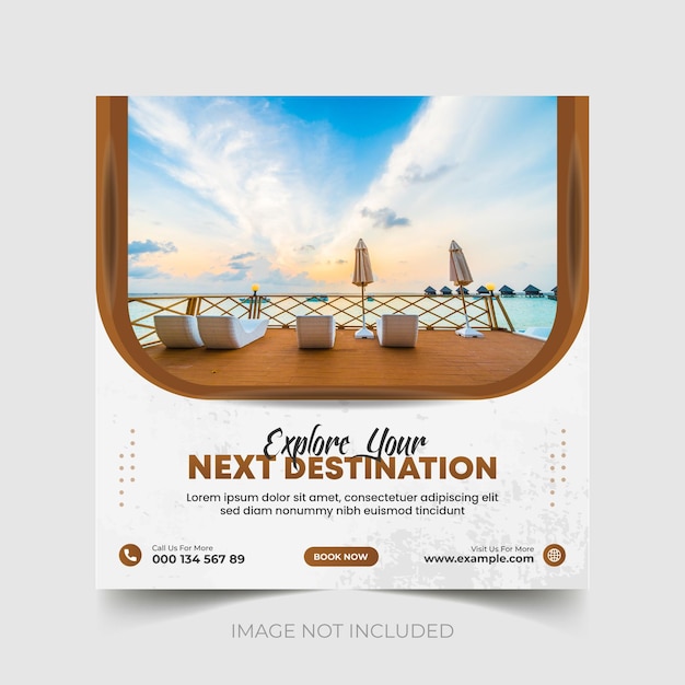 Travel agency social media post and squre banner design template