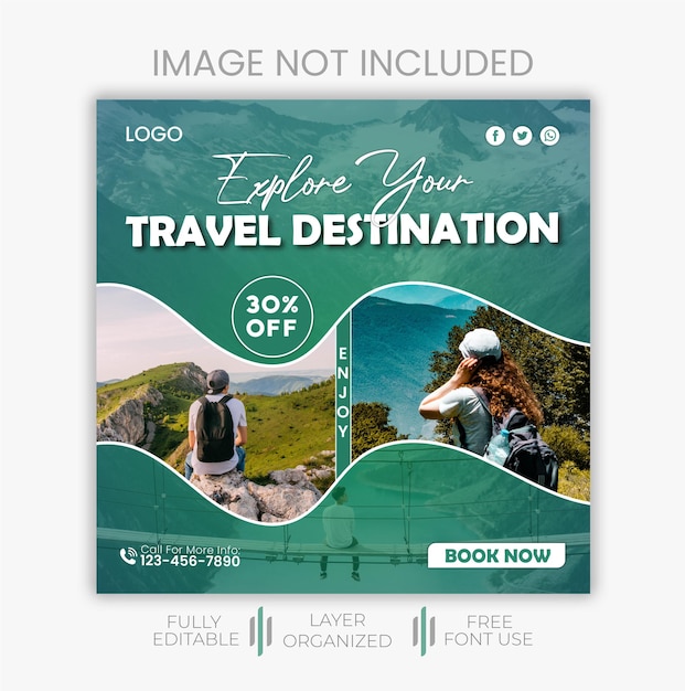 Travel agency social media post template