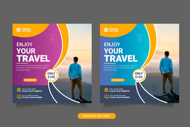 Travel Agency template post for social media ad template post web banner ads for travel promo