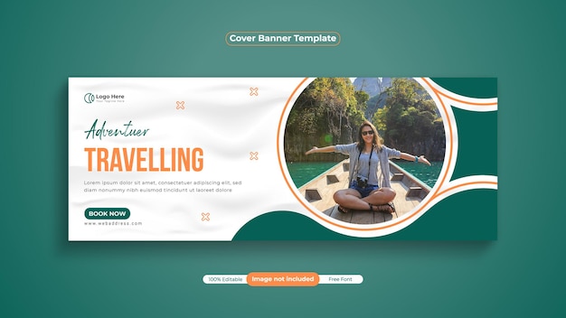 Travel agency vacation social media cover design or web banner template