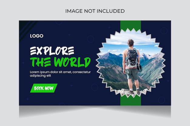 Travel agency youtube thumbnail design and web banner template