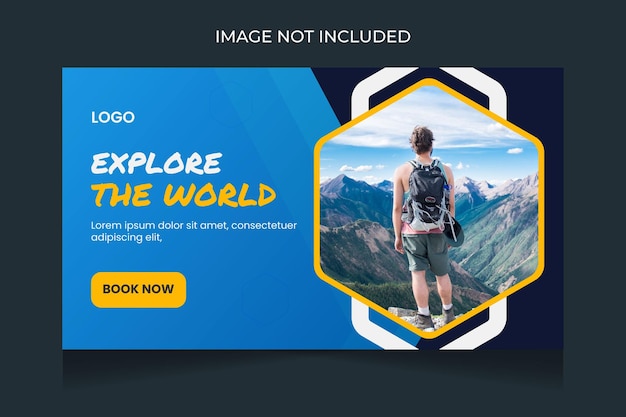 Travel agency youtube thumbnail design and web banner template