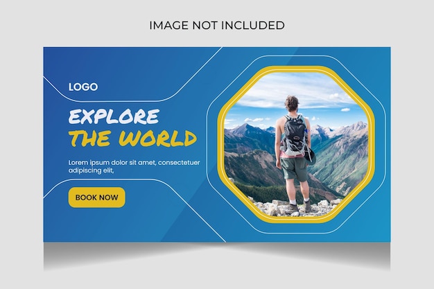 Travel agency youtube thumbnail design and web banner template