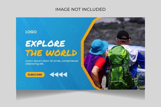 Travel agency youtube thumbnail design and web banner template