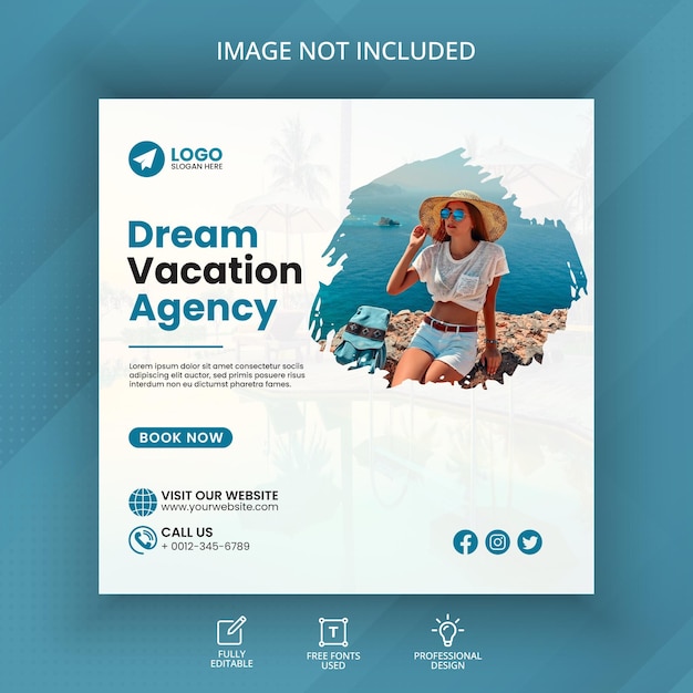 Travel agencye social media instagram and facebook post design template