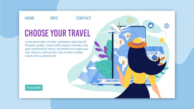 Travel App Landing Page with Selection Tour Menu