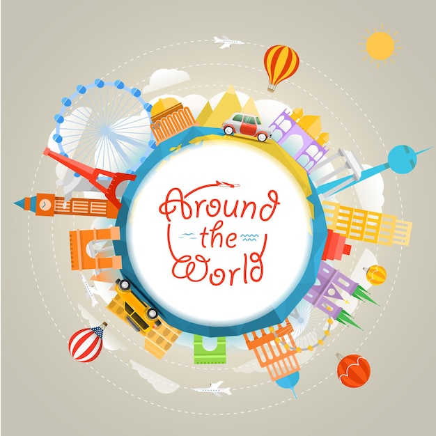 Travel around the world concept Template for a text