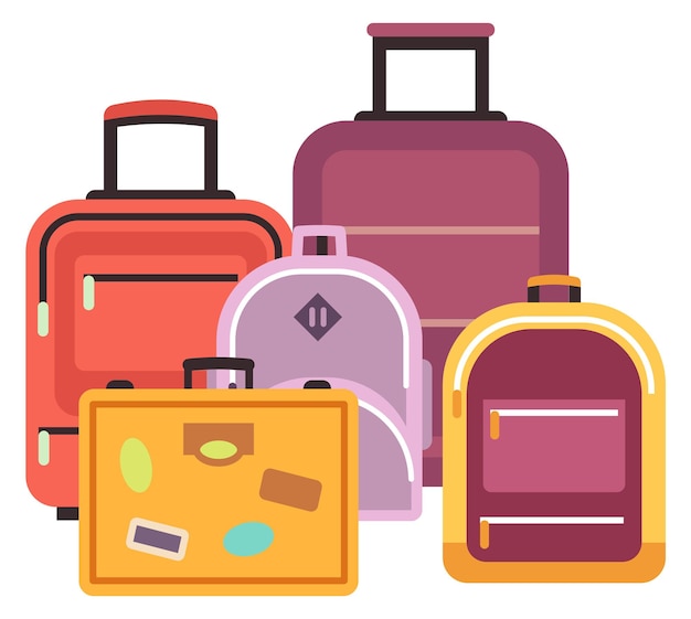 Travel bags pile Luggage icon Cartoon baggage