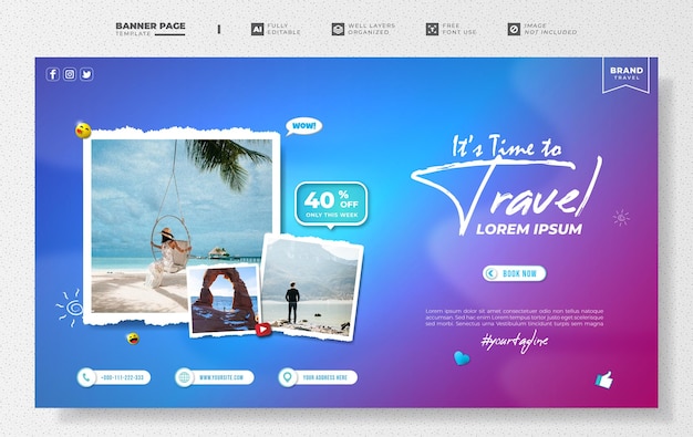 Travel banner template promotion sale