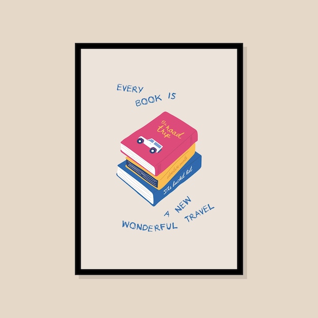 Vector travel books vector art print poster for your wall art gallery